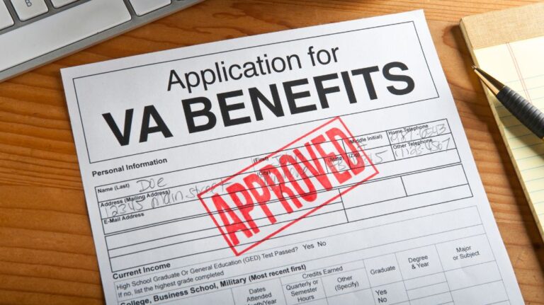 Application for VA Benefits with Red Approved Stamp