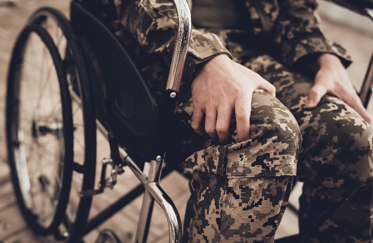Disabled soldier In a wheelchair