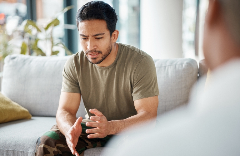 man in therapy for trauma