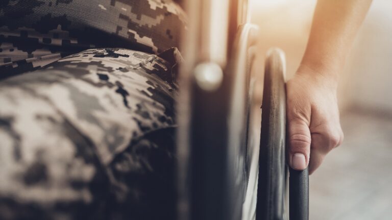 Disabled soldier in a wheelchair