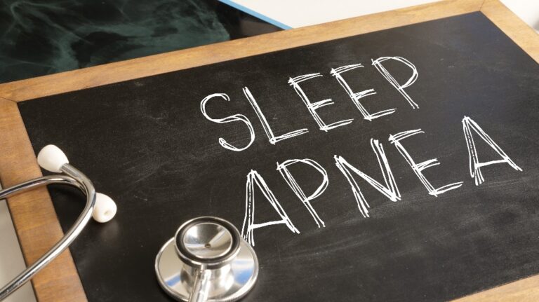 Sleep apnea is shown using a text
